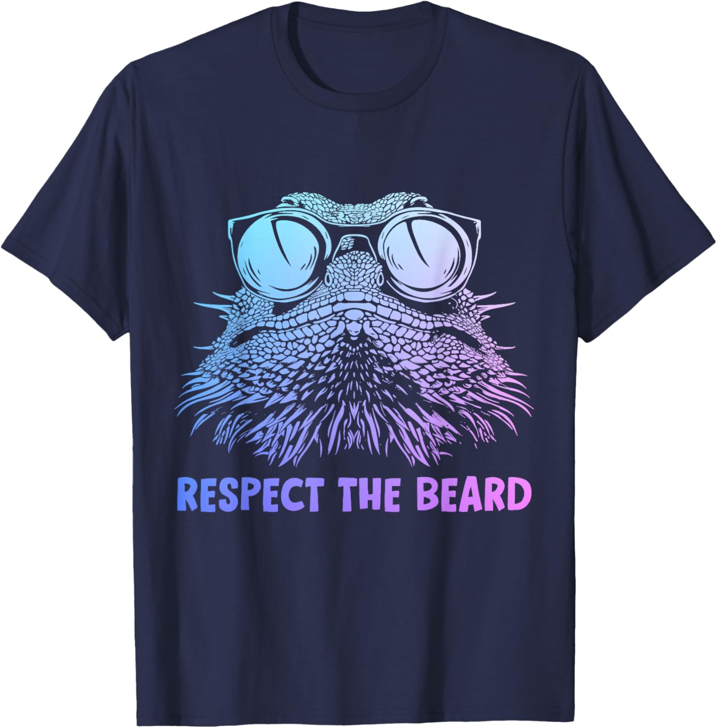 Bearded Dragon Respect The Beard Funny Reptile T-Shirt - T-Shirt | Navy