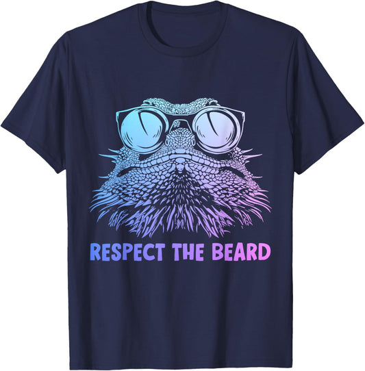 Bearded Dragon Respect The Beard Funny Reptile T-Shirt - T-Shirt | Navy