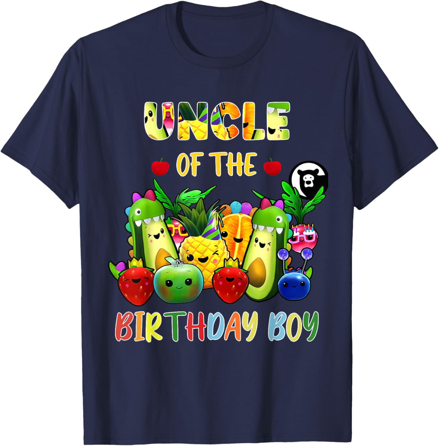 Uncle Of The Birthday Boy Family Fruit Birthday Hey Bear T-Shirt - T-Shirt | Navy