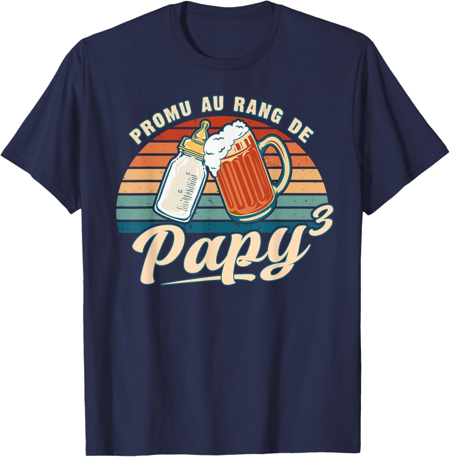 Promu Papy 3 Petit Enfant Futur Grand-Père T-Shirt - T-Shirt | Navy
