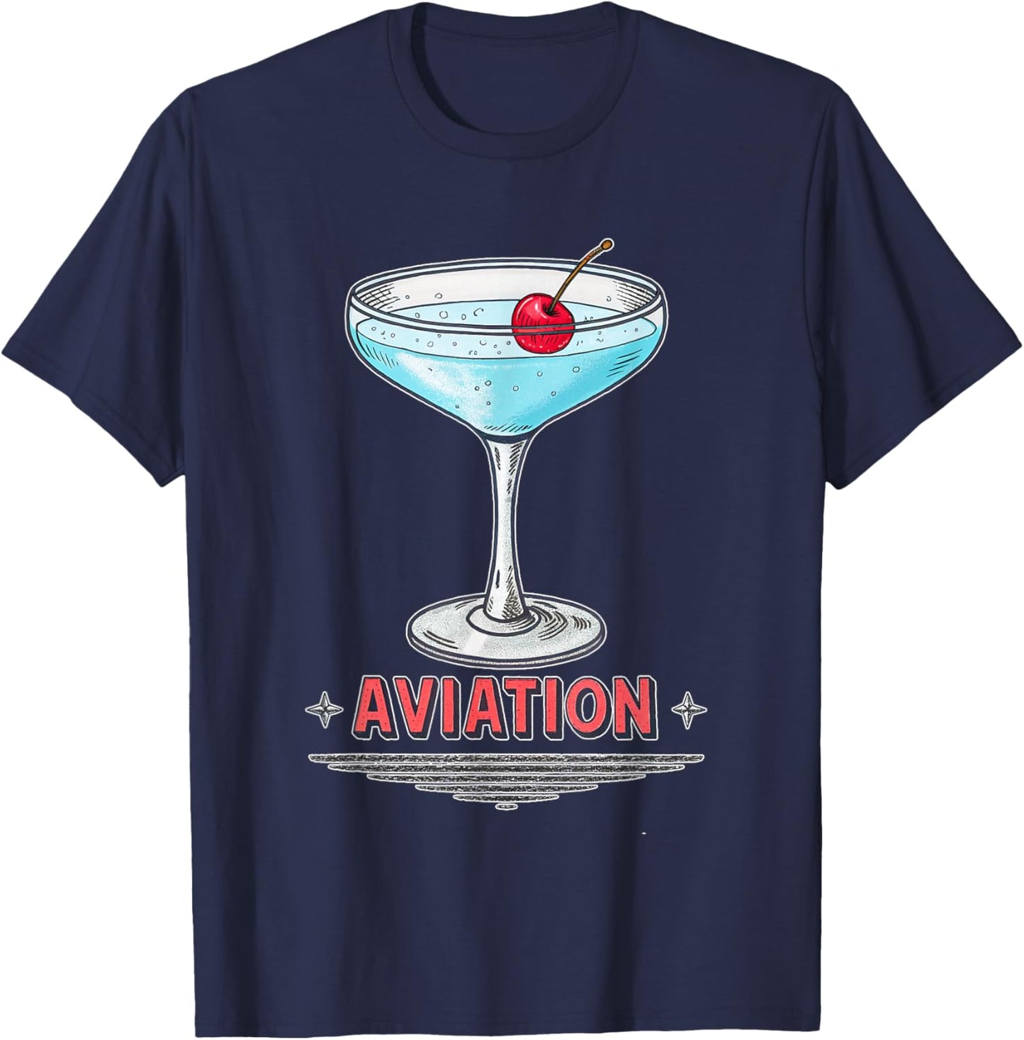 Retro Aviation Cocktails Design T-Shirt - T-Shirt | Navy