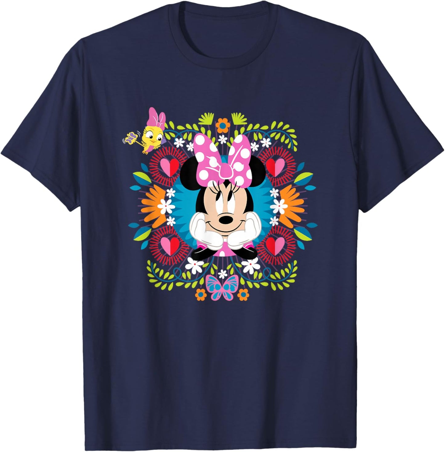 Disney Minnie Mouse Vintage Polka Dot Floral Frame T-Shirt - T-Shirt | Navy