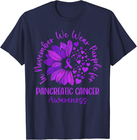 In November We Wear Purple for Pancreatic Cancer Awareness T-Shirt - T-Shirt | Navy