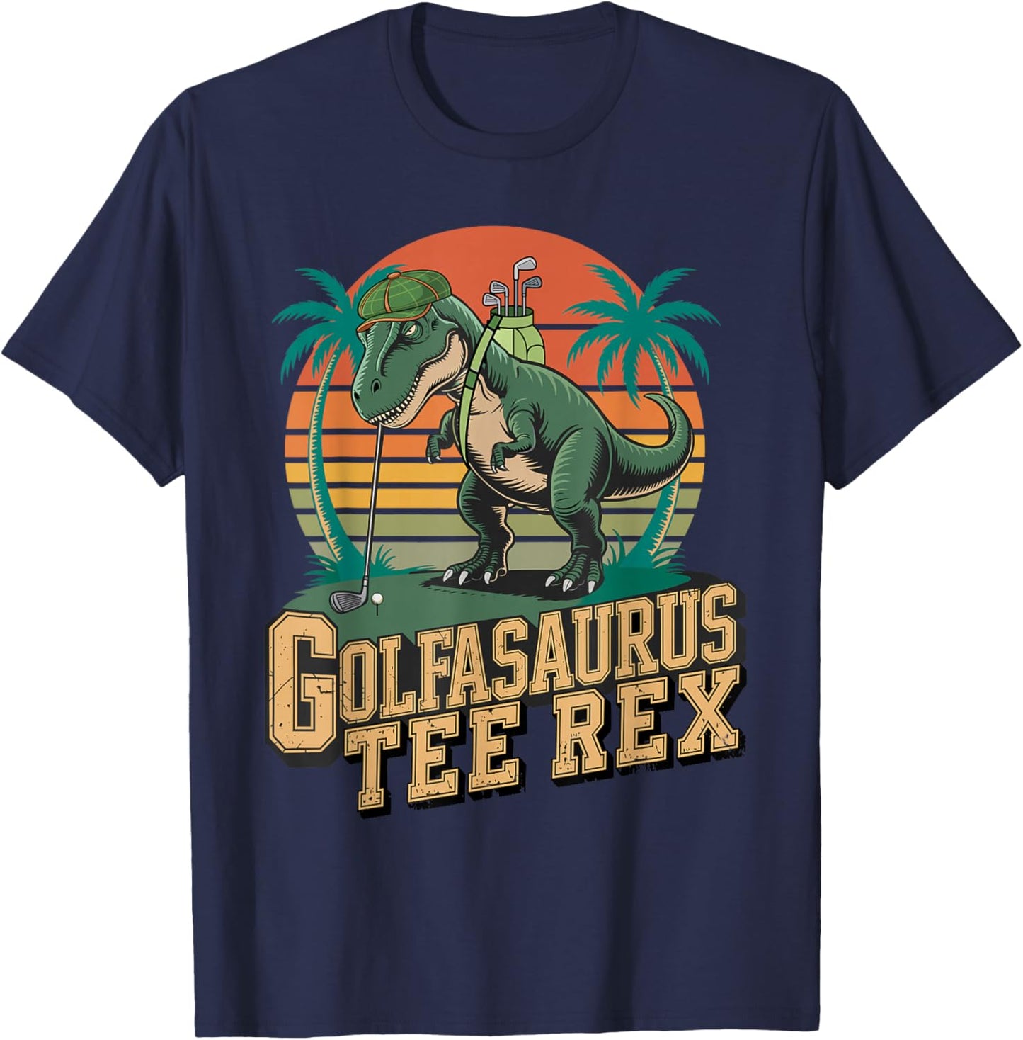 Golfasaurus Rex Vintage Golf Dinosaur Retro Design T-Shirt - T-Shirt | Navy