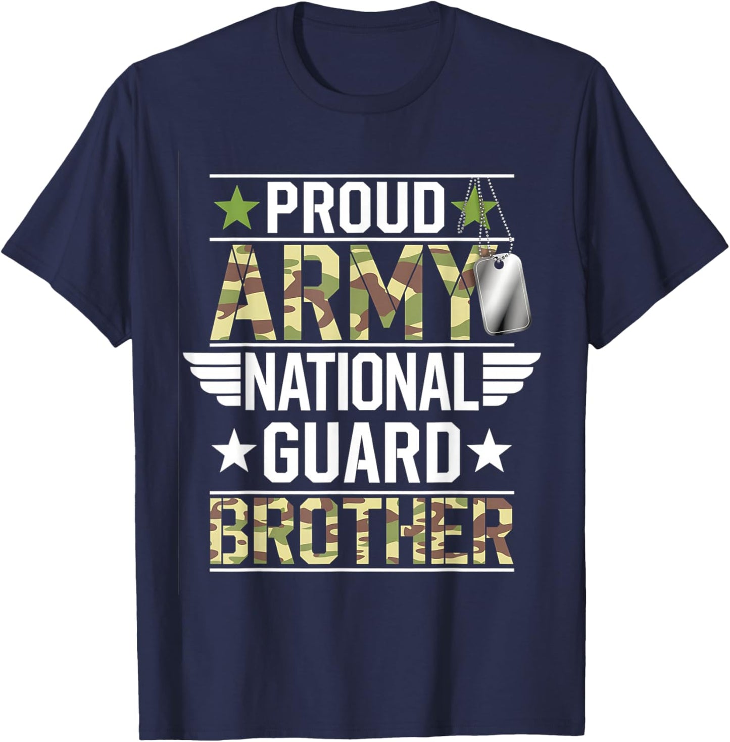 Proud Army National Guard Brother Veterans Day American Flag T-Shirt - T-Shirt | Navy