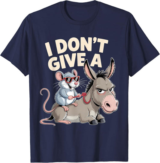 I Don't Give A Rats Donkey Mouse Sarcastic Humor T-Shirt - T-Shirt | Navy