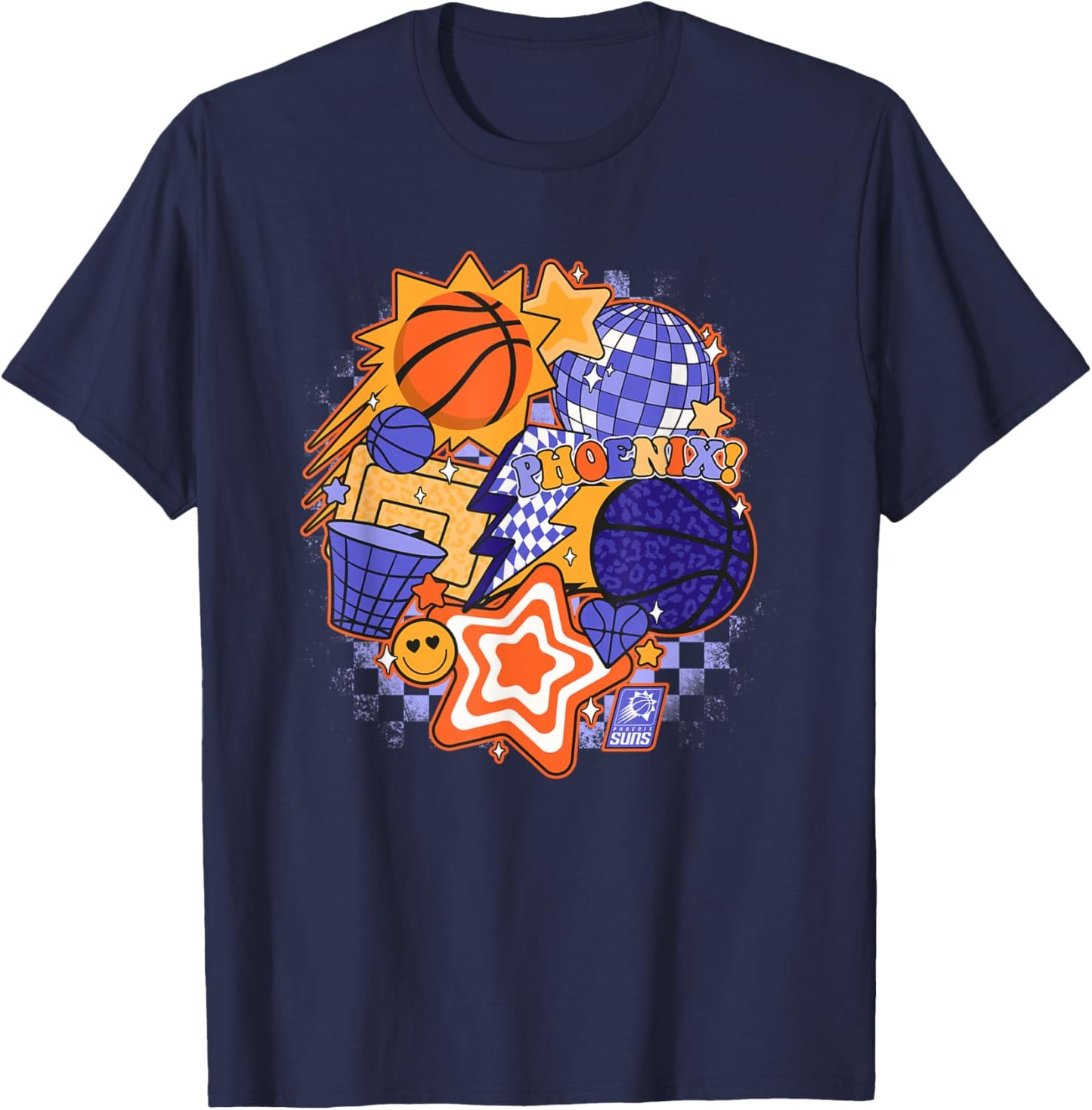 NBA Phoenix Suns Psychedelic Basketball Collage T-Shirt - T-Shirt | Navy