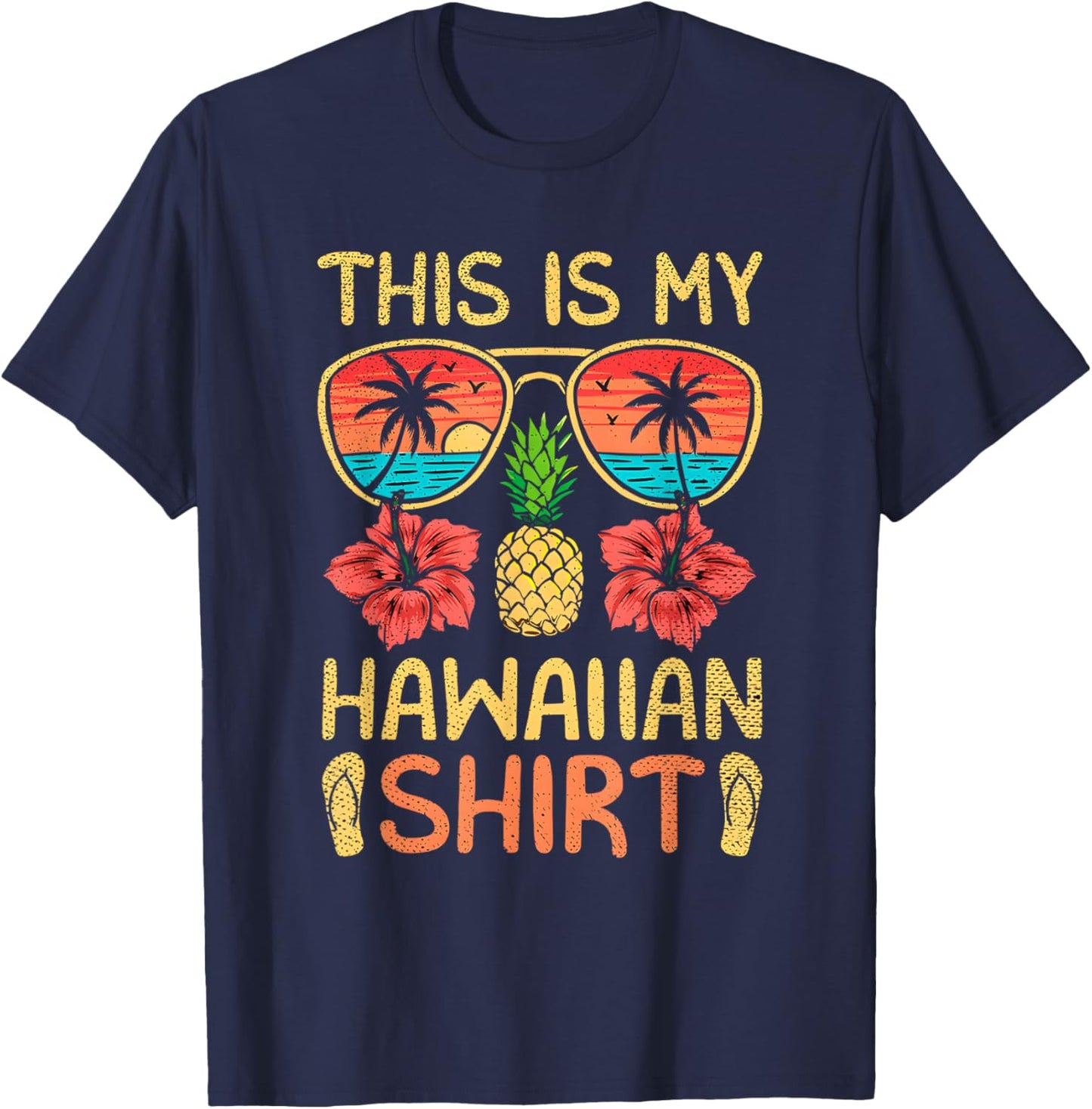 Tropical Flowers T-Shirt - T-Shirt | Navy