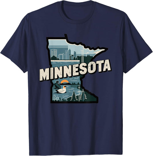 Minnesota State of Minnesota Retro Minnesota T-Shirt - T-Shirt | Navy