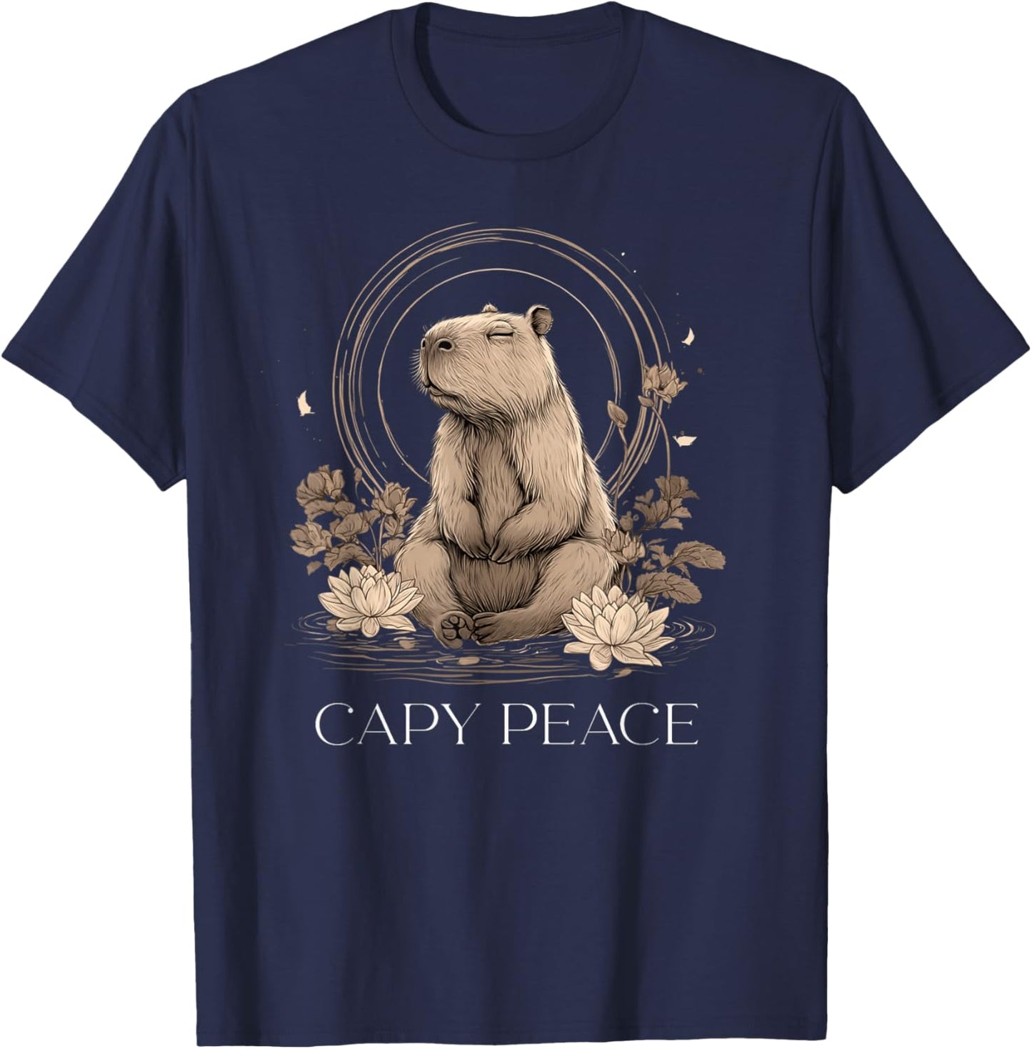 Capybara Peace Cute Yoga T-Shirt - T-Shirt | Navy