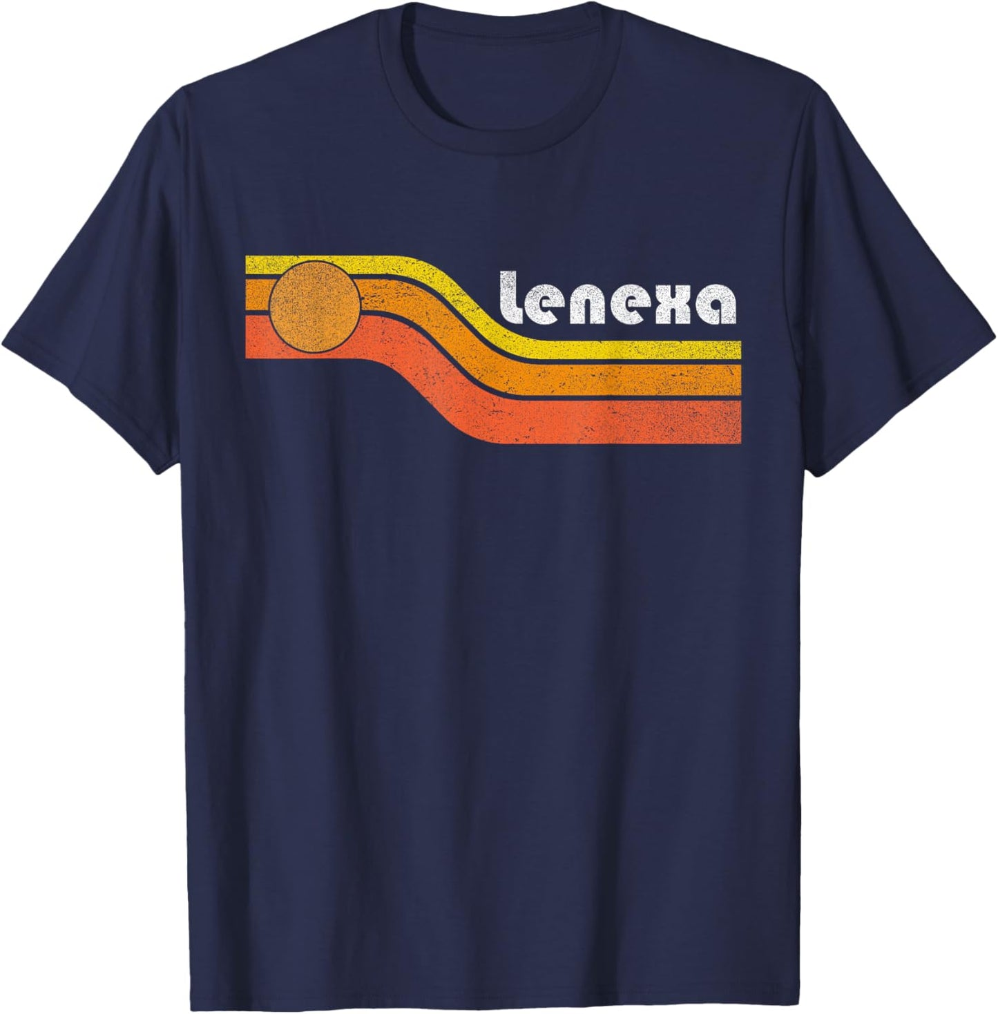 Lenexa - Vintage Men Women 70s 80s Graphic Cool Retro T-Shirt - T-Shirt | Navy