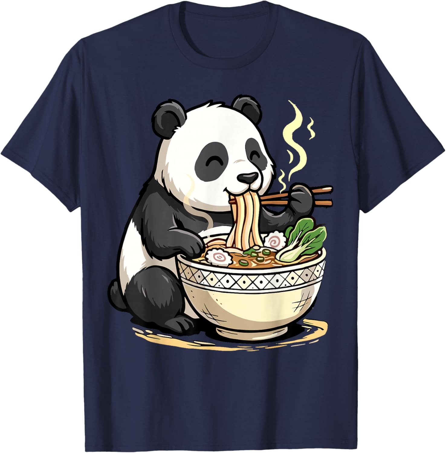 Panda Eating Funny Ramen Noodles T-Shirt - T-Shirt | Navy