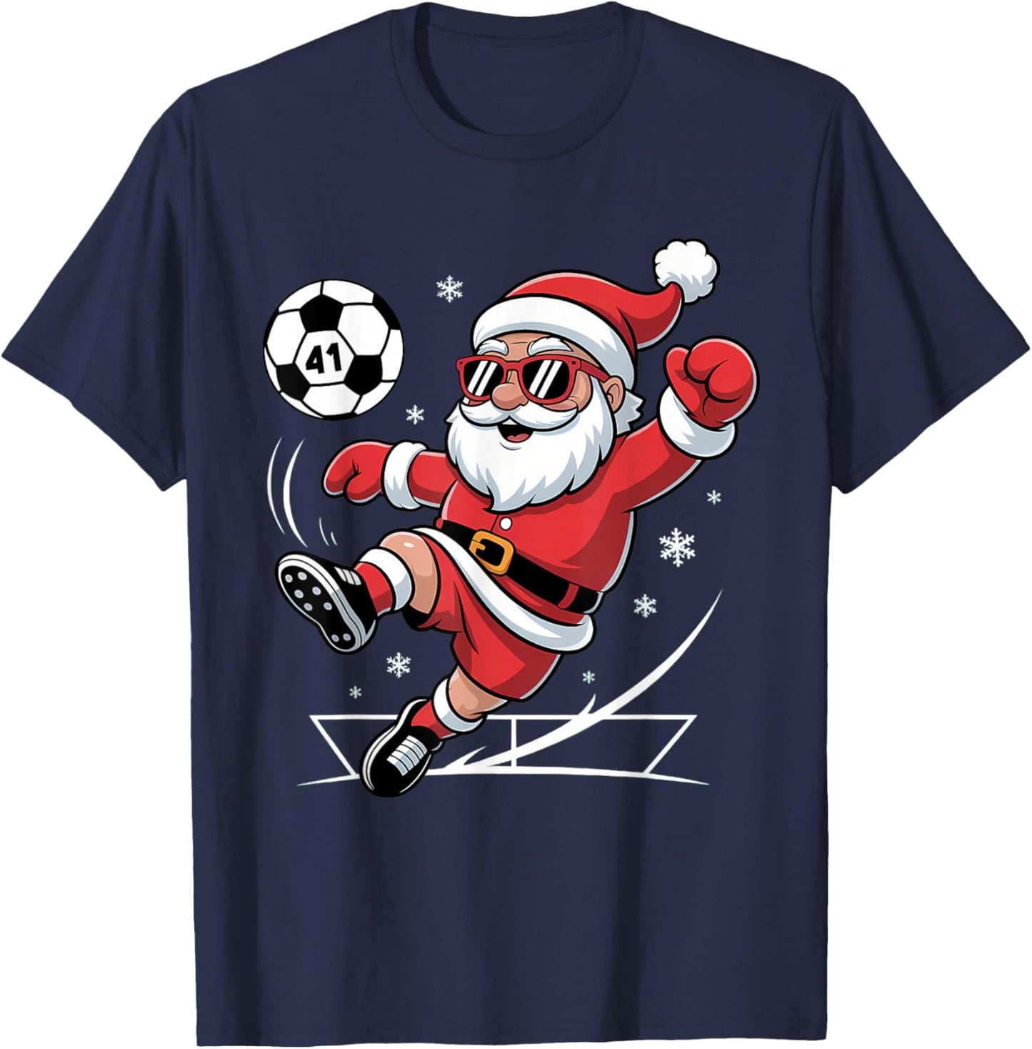 Funny Soccer Santa 41 Meme Christmas Xmas Pajamas Boys T-Shirt - T-Shirt | Navy