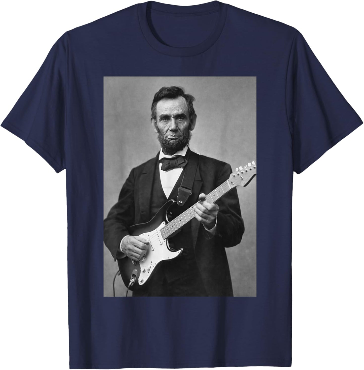 Abraham Lincoln Playing an Electric Guitar T-Shirt - T-Shirt | Navy