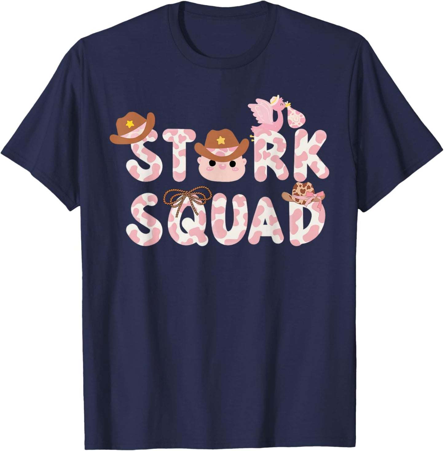 Western Labor And Delivery Nurse Stork Squad Nurse Week T-Shirt - T-Shirt | Navy