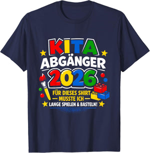Kinder Kita Abgänger 2026 Lange Spielen und basteln T-Shirt - T-Shirt | Navy