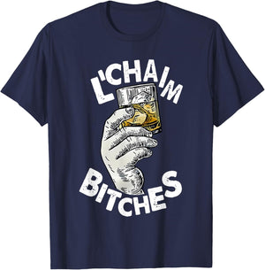 L'chaim Bitches Hanukkah T-Shirt - T-Shirt | Navy