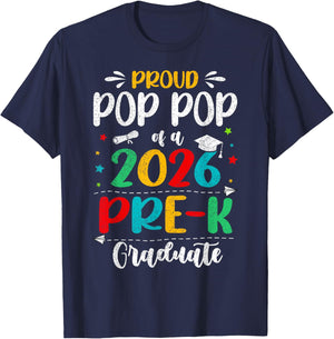 Proud Pop Pop of A 2026 Pre K Graduate Boy Girl Kids T-Shirt - T-Shirt | Navy