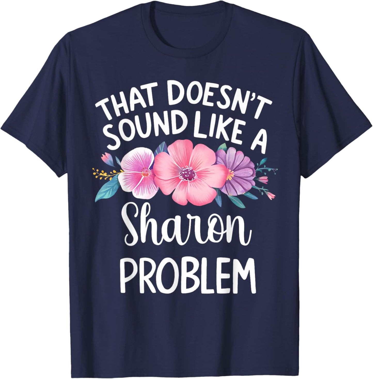 Sharon Personalized Cute Flower Girls Sharon Name T-Shirt - T-Shirt | Navy
