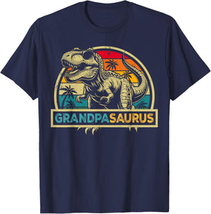 Grandpasaurus T Rex Dinosaur Grandpa Saurus Family Matching T-Shirt - T-Shirt | Navy