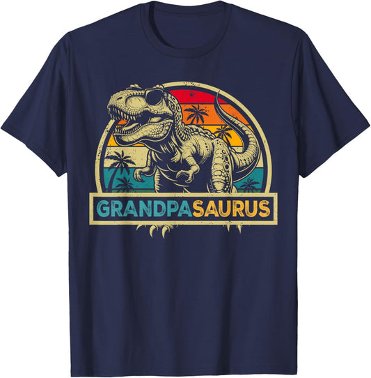 Grandpasaurus T Rex Dinosaur Grandpa Saurus Family Matching T-Shirt - T-Shirt | Navy