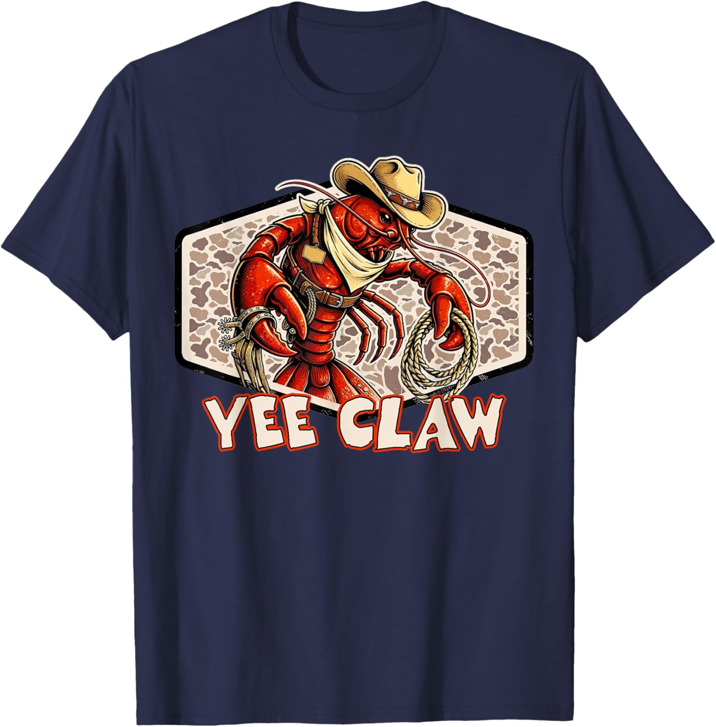 Funny Yee Claw Lobster Camo T-Shirt - T-Shirt | Navy