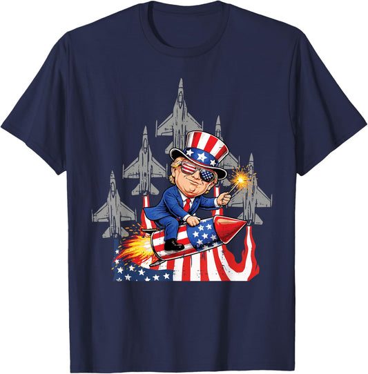 Rocket Jets USA Funny 4th of July Kids Men Women Youth T-Shirt - T-Shirt | Navy