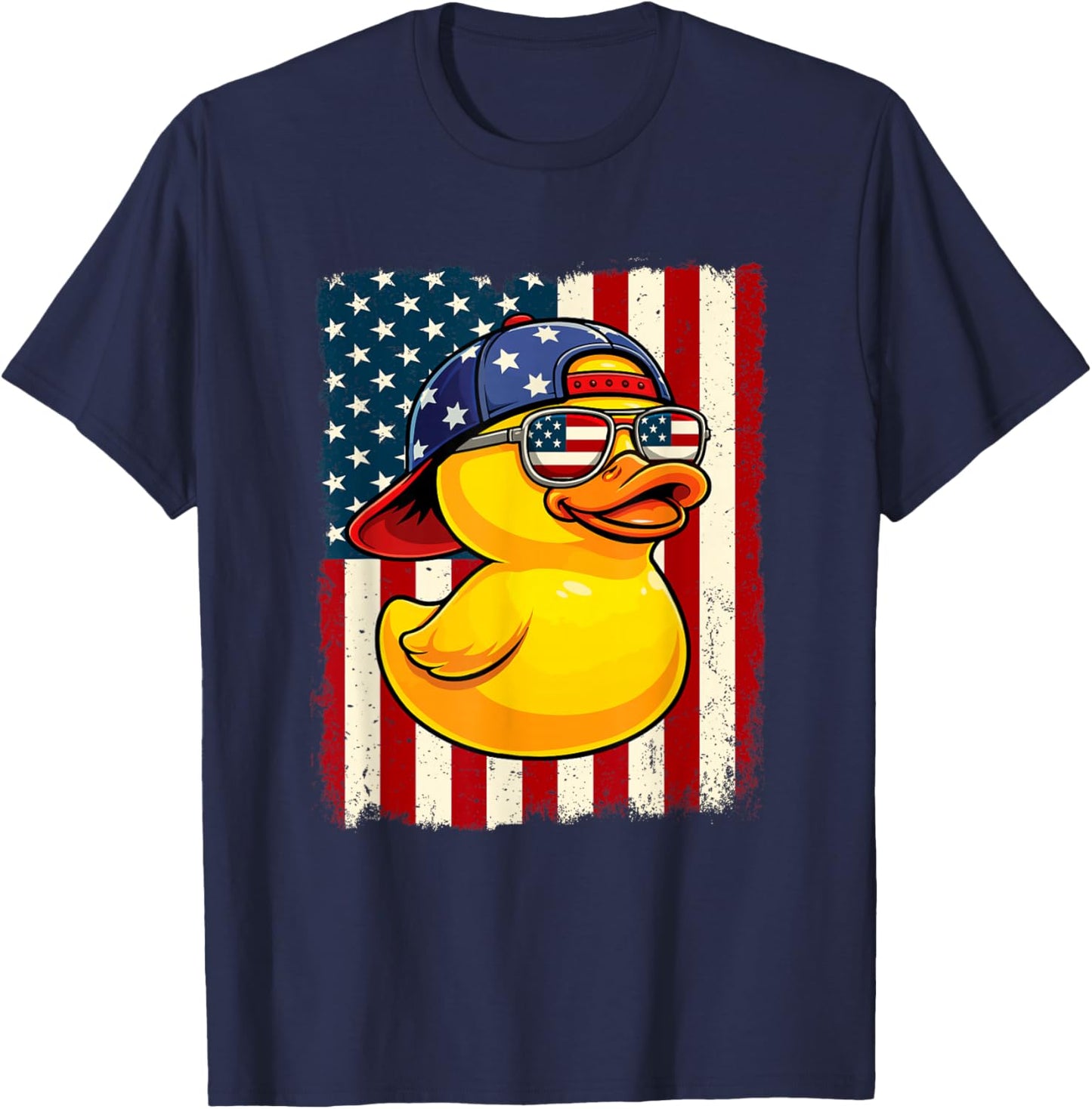 Rubber Duck US Flag - Rubber Duck Lover Duckie Duckling T-Shirt - T-Shirt | Navy