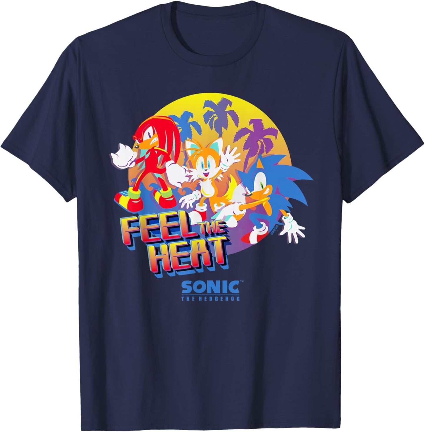 Sonic The Hedgehog - Feel The Heat Sonic, Tails, Knuckles T-Shirt - T-Shirt | Navy