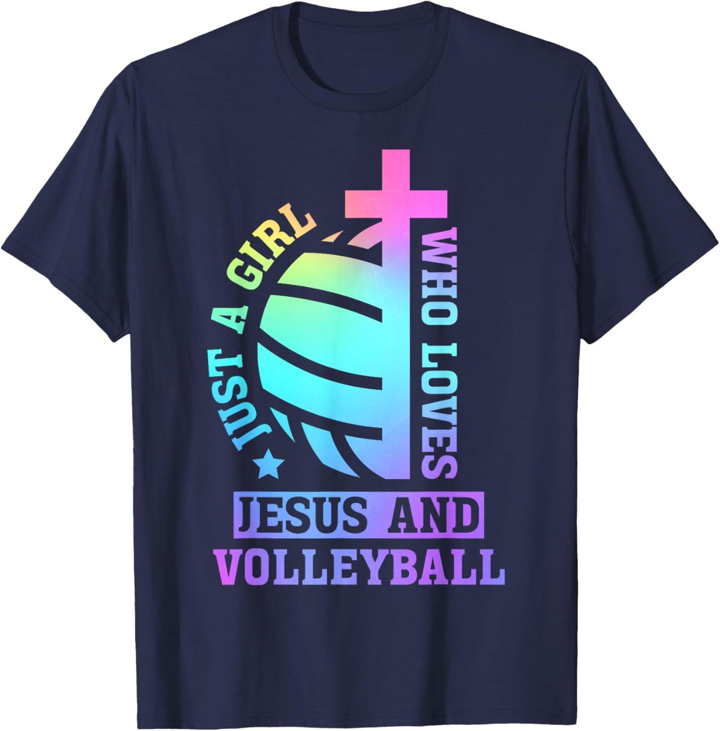 Just A Girl Who Loves Jesus and Volleyball T-Shirt - T-Shirt | Navy