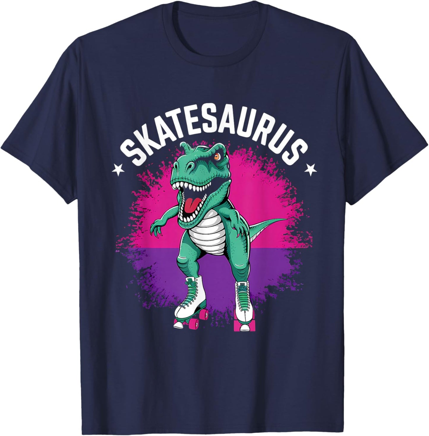 Roller Skater Dinosaur Skate T-Rex Funny Roller Skating T-Shirt - T-Shirt | Navy