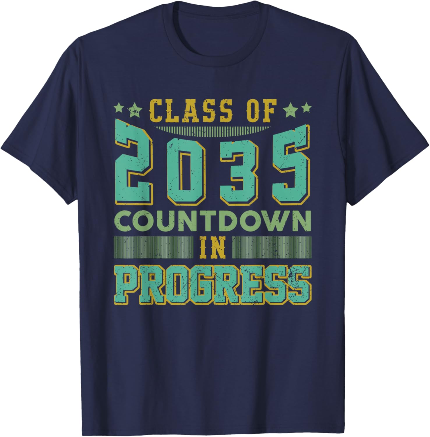 Class of 2035 Countdown in Progress Fun Back to School Retro T-Shirt - T-Shirt | Navy
