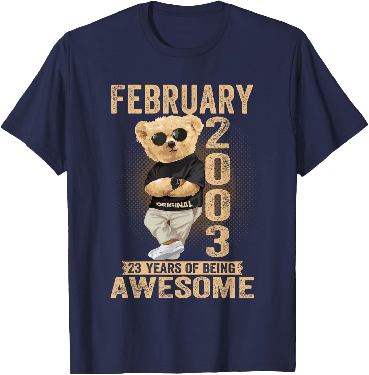 Février 2003 23e Anniversaire 2026 Femmes 23 Ans Ours en Peluche T-Shirt - T-Shirt | Navy