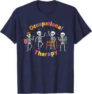 Skeletons OT Occupational Therapy Halloween T-Shirt - T-Shirt | Navy