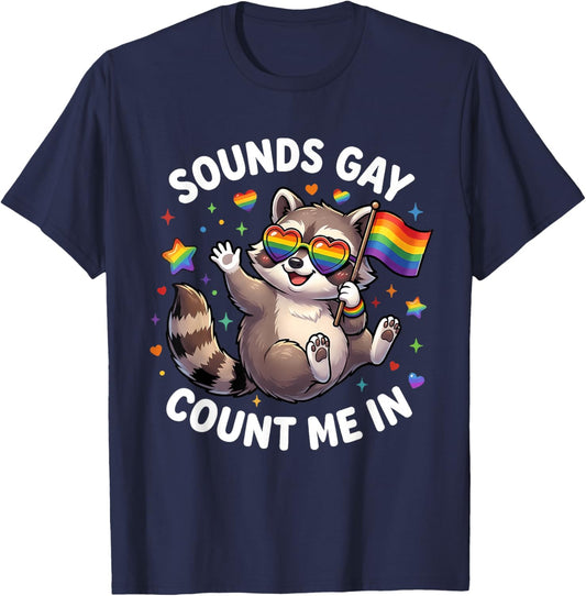 Funny Raccoon Pride Shirt Gay Pride Gift Fun T-Shirt - T-Shirt | Navy