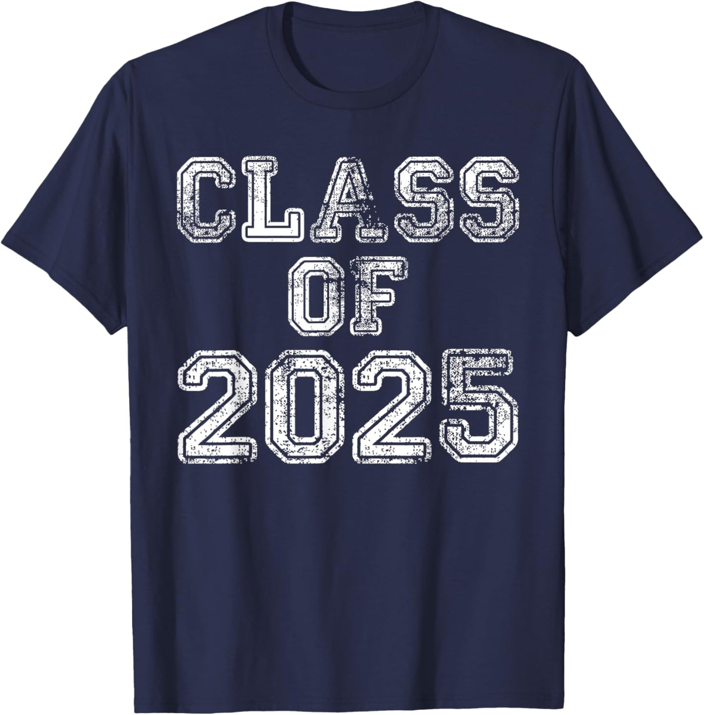 Class of 2025, Senior 2025 Graduation Vintage School Spirit T-Shirt - T-Shirt | Navy