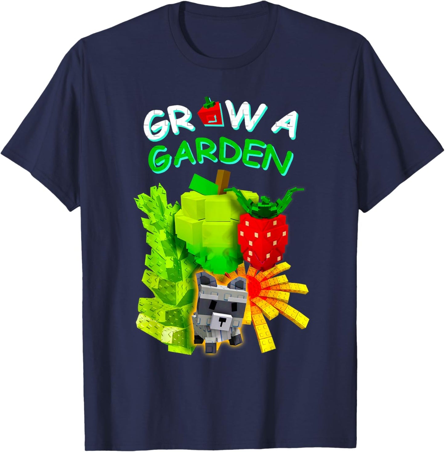 Grow A Garden Sugar Apple Romanesco Elder Strawberry Gamer T-Shirt - T-Shirt | Navy