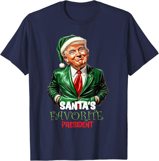 Santa's Favorite President Funny Trump T-Shirt - T-Shirt | Navy