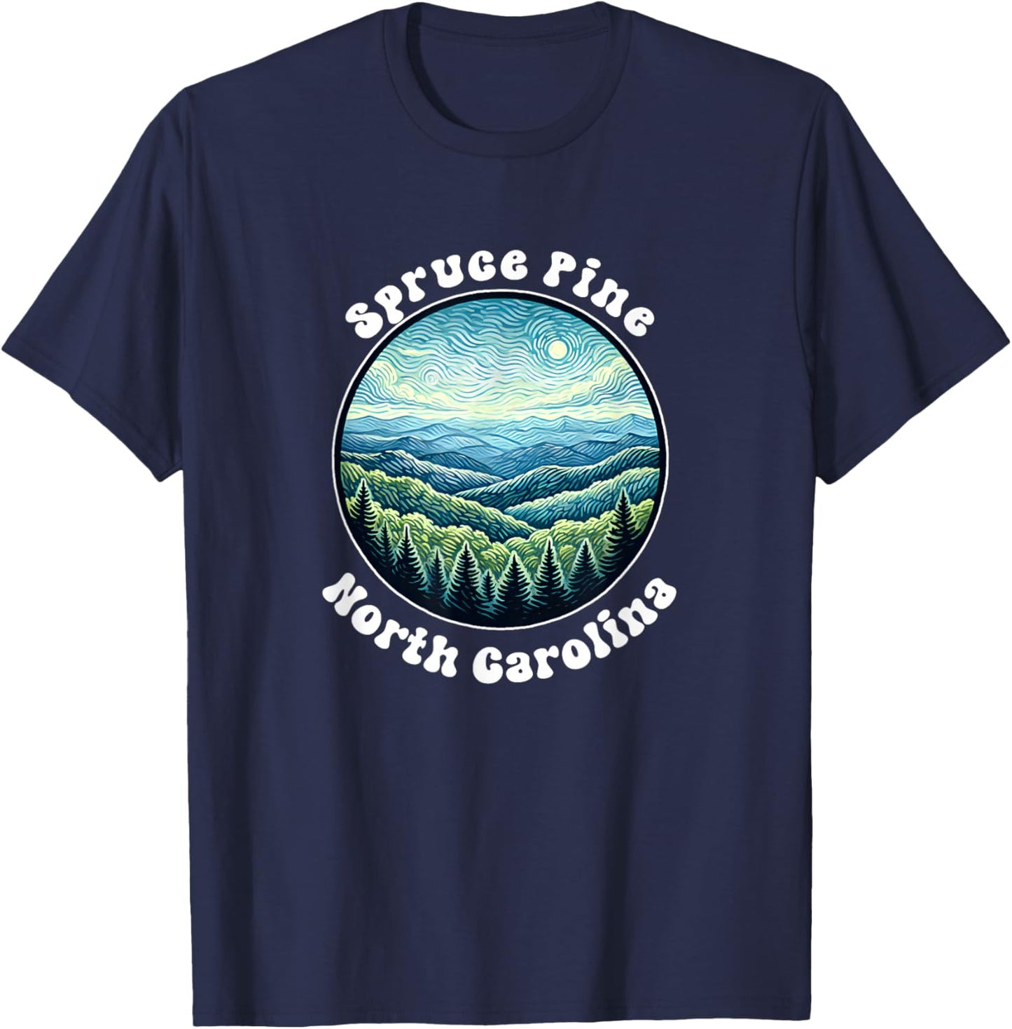 Spruce Pine North Carolina Mountain Forest Vacation Souvenir T-Shirt - T-Shirt | Navy