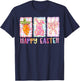 Happy Easter Brushstroke Bunny Carrot Coquette Bow Girl Kid T-Shirt - T-Shirt | Navy