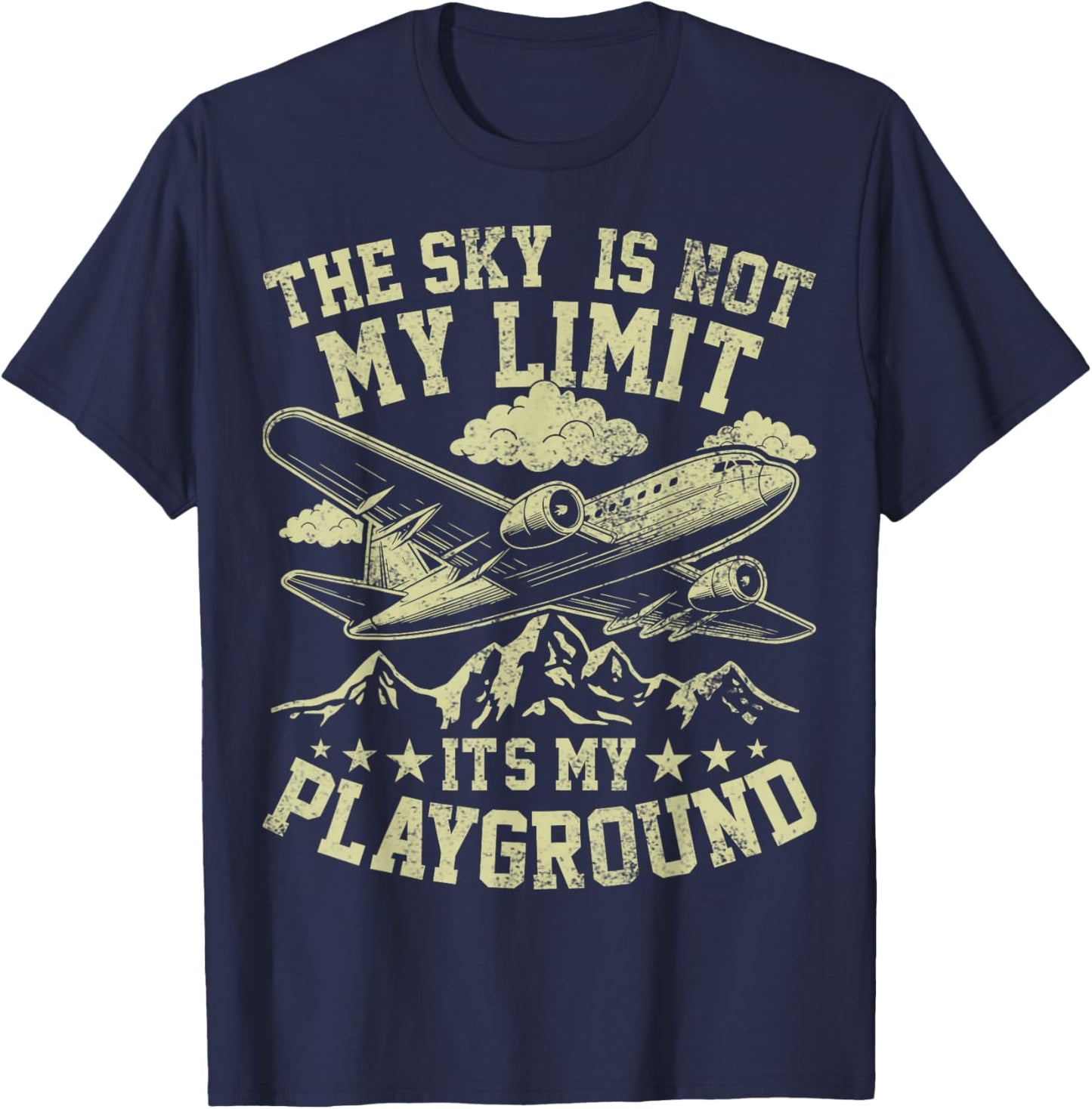 This Sky is Not My Limit Funny Pilot Aviation Men Women Kids T-Shirt - T-Shirt | Navy