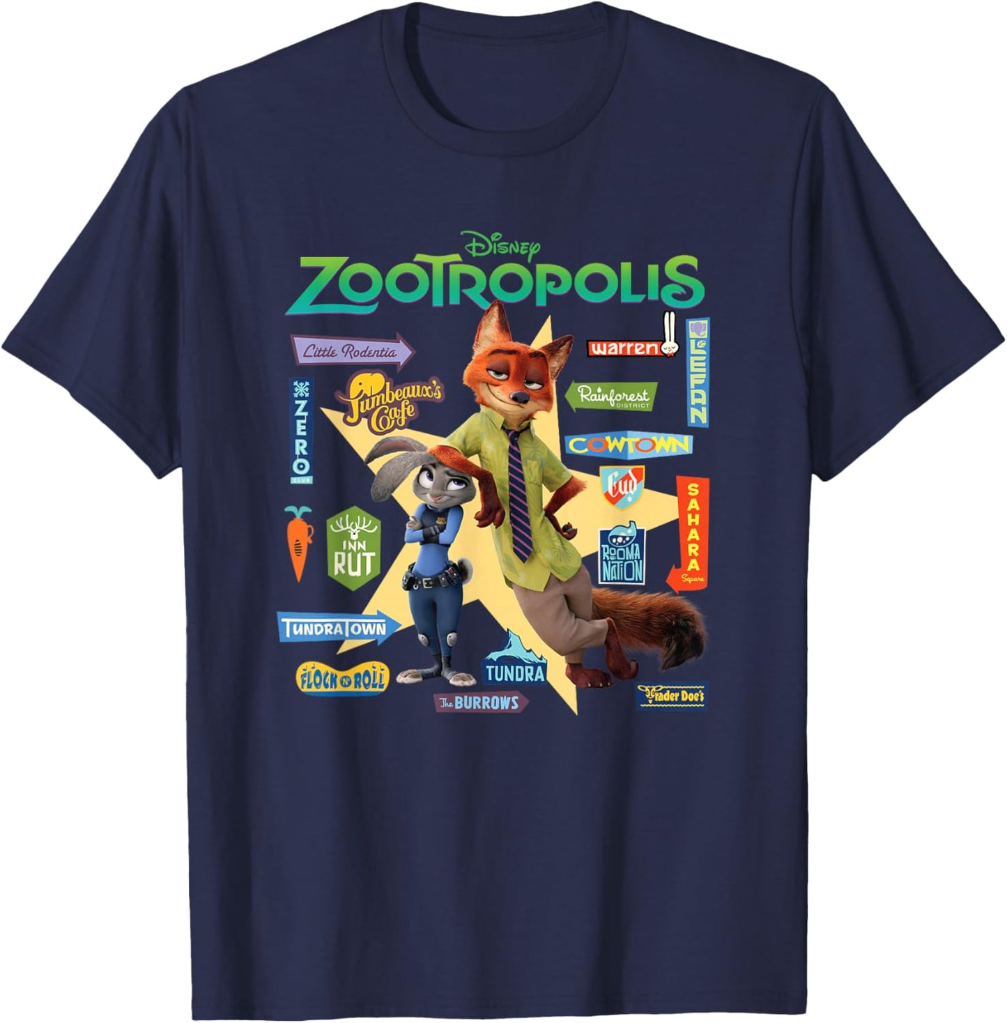 Zootopia Signs T-Shirt - T-Shirt | Navy
