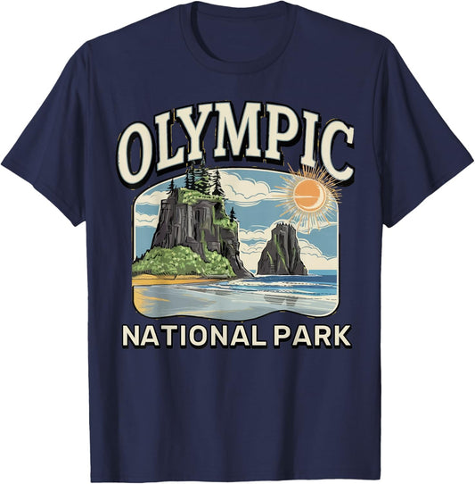 Coastal Forest Landscape Hoh Rainforest Olympic NationalPark T-Shirt - T-Shirt | Navy