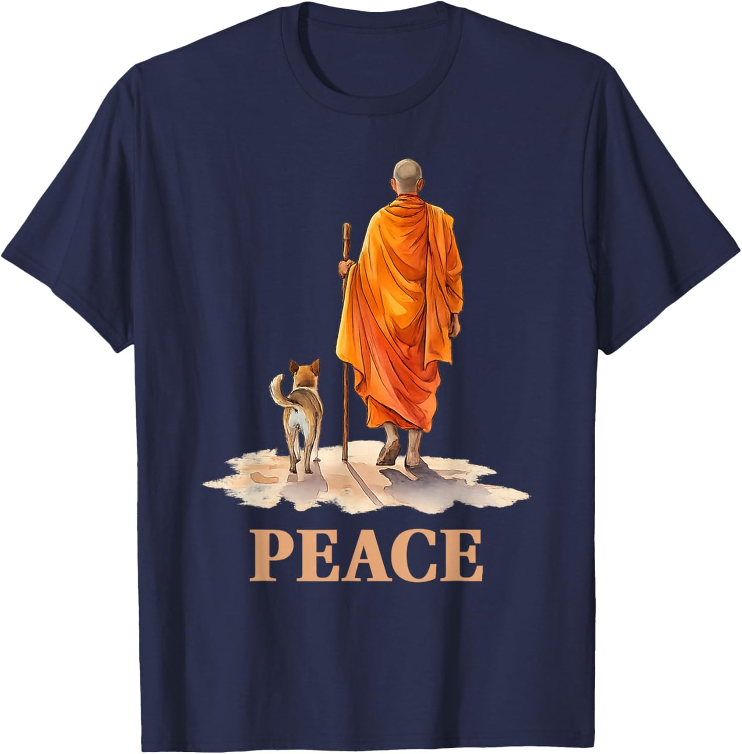 Marche pour Les Moines de la Paix avec Aloka Dog Minimalist Zen Art T-Shirt - T-Shirt | Navy
