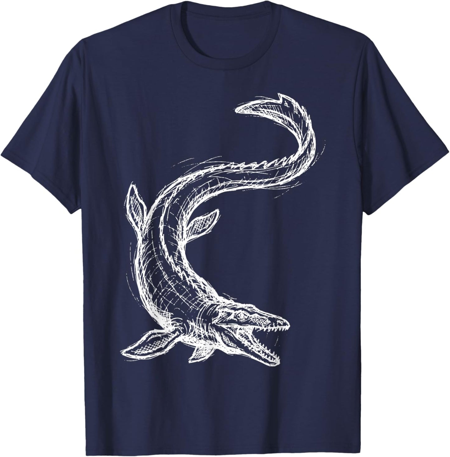 Mosasaurus Illustration Mosasaur T-Shirt - T-Shirt | Navy