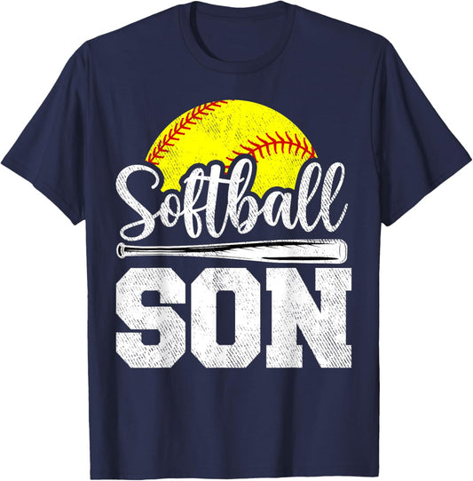 Softball Son Softball Player Game Day Funny Gift T-Shirt - T-Shirt | Navy