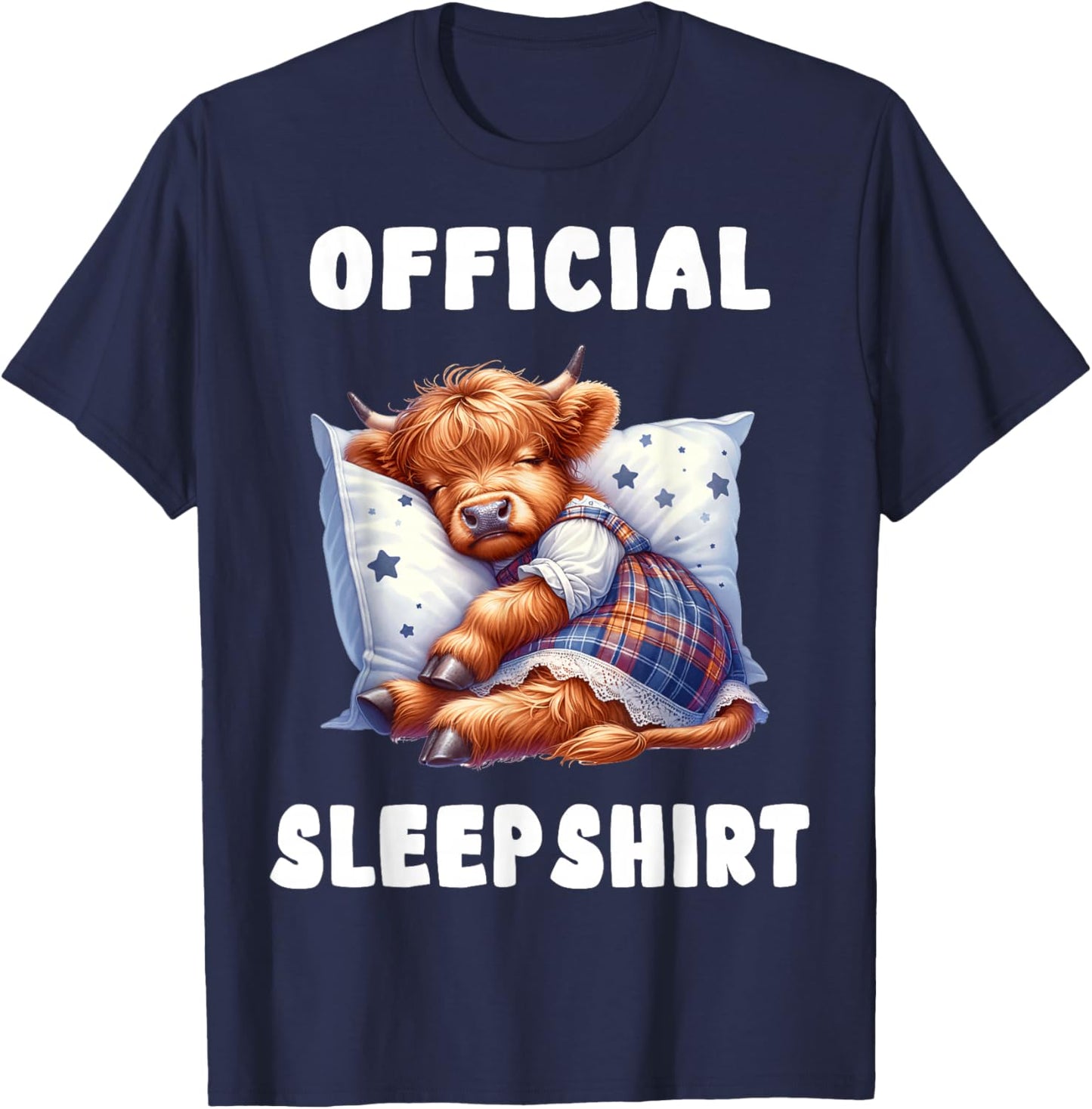 Highland_cow - Official Sleepshirt Pajamas Nightgown T-Shirt - T-Shirt | Navy