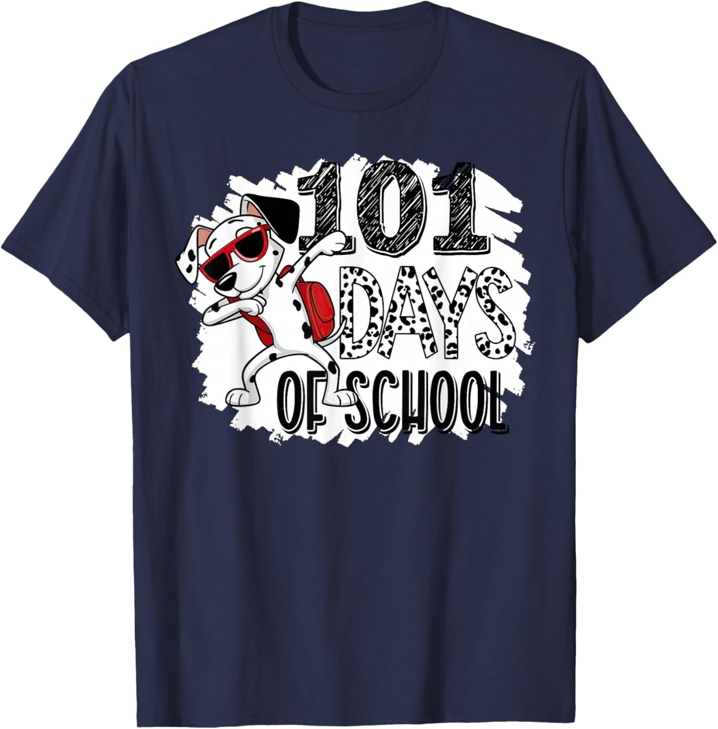 100 Days Of School Dabbing Dalmatian Dog 100th Day Of School T-Shirt - T-Shirt | Navy