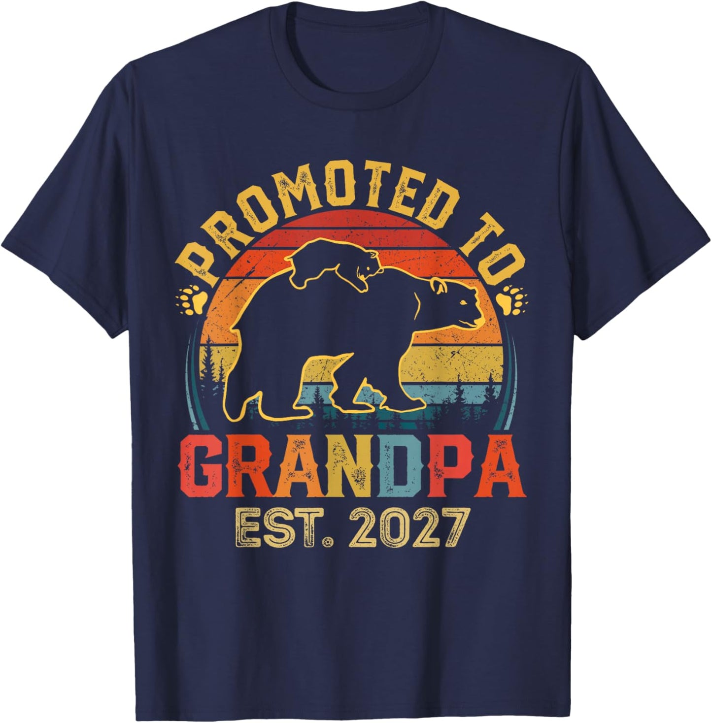 Promoted to Grandpa Est 2027 New for Dad T-Shirt - T-Shirt | Navy