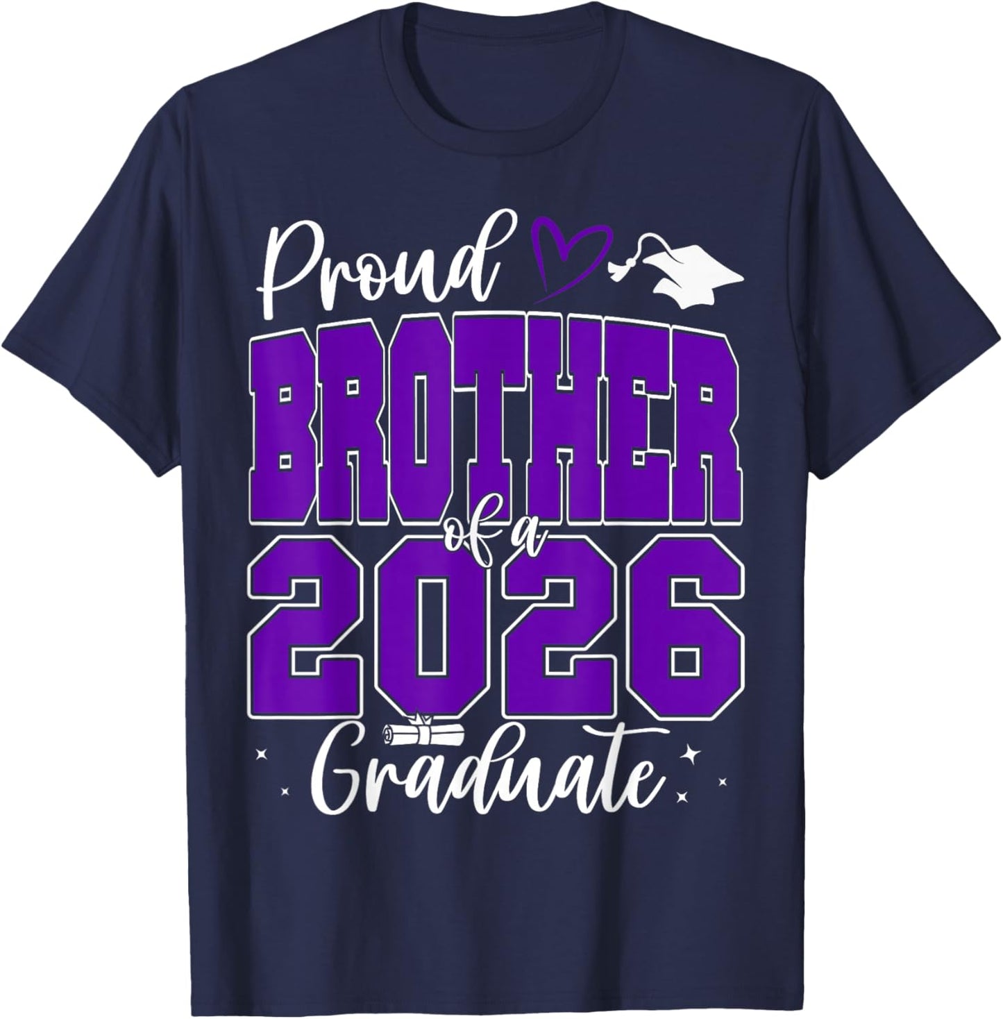 Proud Brother of a Class of 2026 Graduate Senior Graduation T-Shirt - T-Shirt | Navy